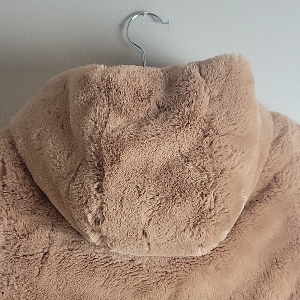 Zara-KIDS-Pink Faux Fur Hooded Coat-Size 9 - Picture 12 of 15